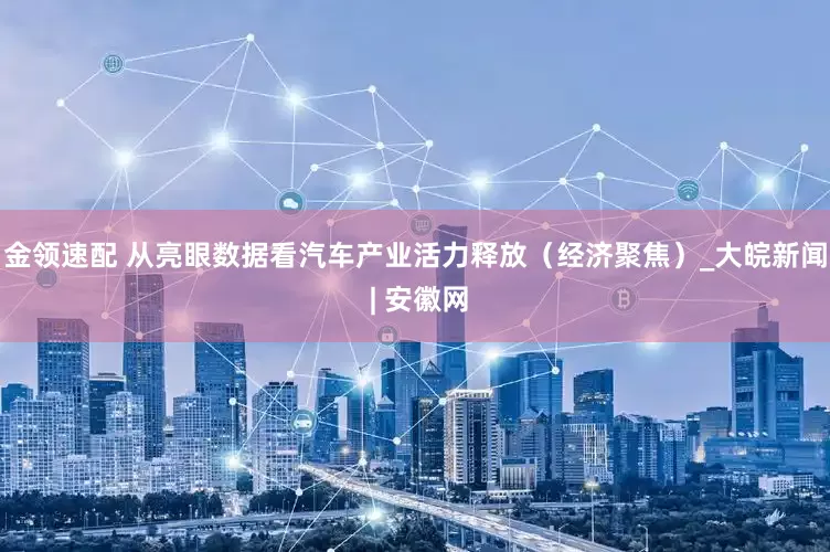 金领速配 从亮眼数据看汽车产业活力释放（经济聚焦）_大皖新闻 | 安徽网