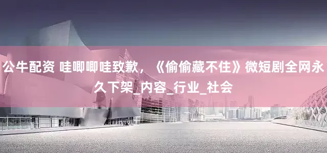 公牛配资 哇唧唧哇致歉，《偷偷藏不住》微短剧全网永久下架_内容_行业_社会
