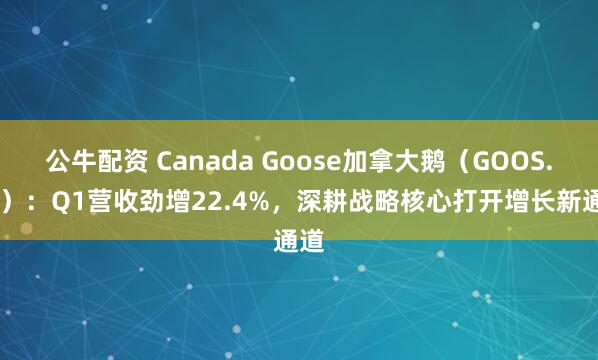 公牛配资 Canada Goose加拿大鹅（GOOS.US）：Q1营收劲增22.4%，深耕战略核心打开增长新通道